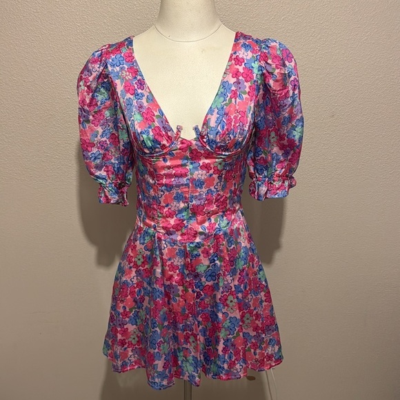 For Love and Lemons Corset Floral Angie Mini Dress - Picture 2 of 8